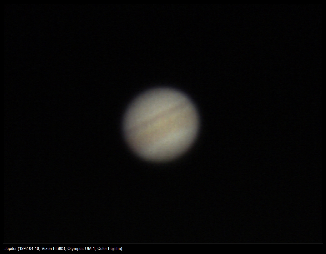 Jupiter (1992-04-10; Vixen FL80S; Olympus OM-1, Color Fujifilm)