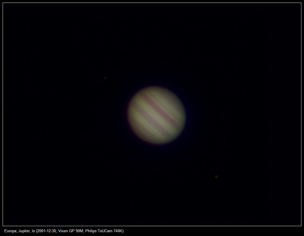 Europa, Jupiter, Io (‎2001-12-30; Vixen GP 90M; Philips ToUCam 740K)