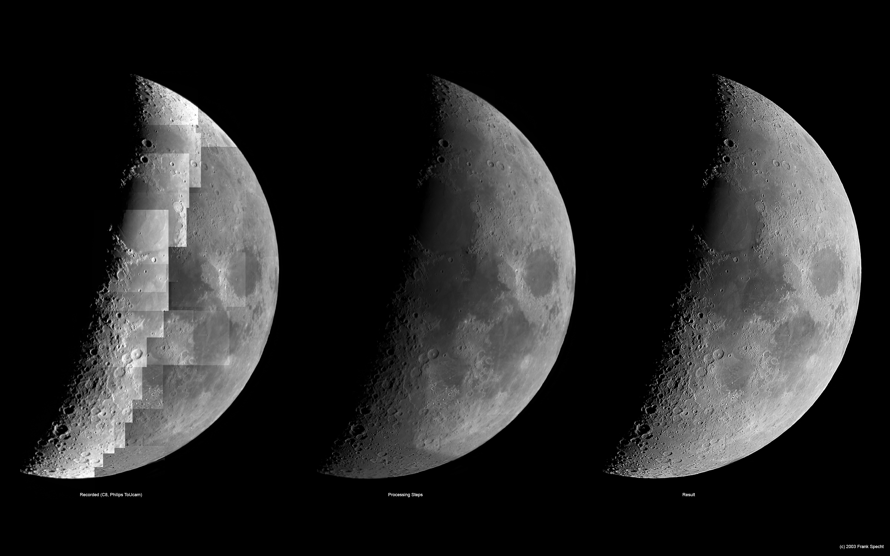 Mondmosaik aus 47 Einzelbildern (2003-01-09; Celestron C8; Philips ToUcam)
